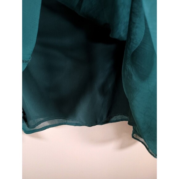 Entro V Neck Teal Balloon Sleeve Chiffon Career Workwear Top Size Medium - Picture 4 of 8